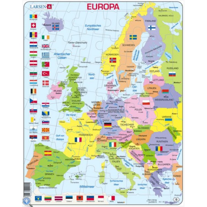  Larsen-K2T-DE Puzzle Cadre - Carte de l'Europe (en Allemand)