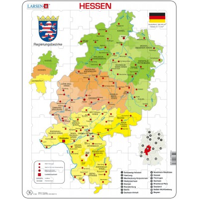 Larsen-K32-DE Puzzle Cadre - Bundesland : Hessen (en Allemand)