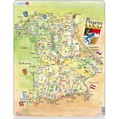 Larsen-K65-DE Puzzle Cadre - Carte de la Bavière (en Allemand)
