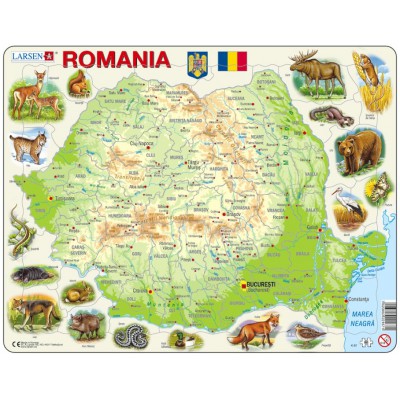 Larsen-K67-RO Puzzle Cadre - Carte de la Roumanie (en Roumain)
