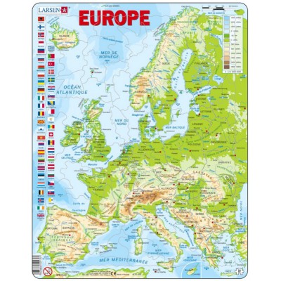 Larsen-K70-FR Puzzle Cadre - Carte de l'Europe (en Français)