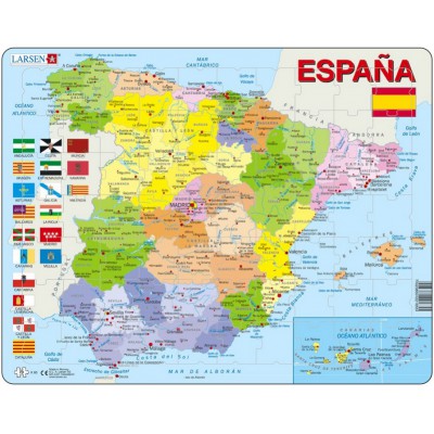 Larsen-K85-ES Puzzle Cadre - Carte de l'Espagne (en Espagnol)