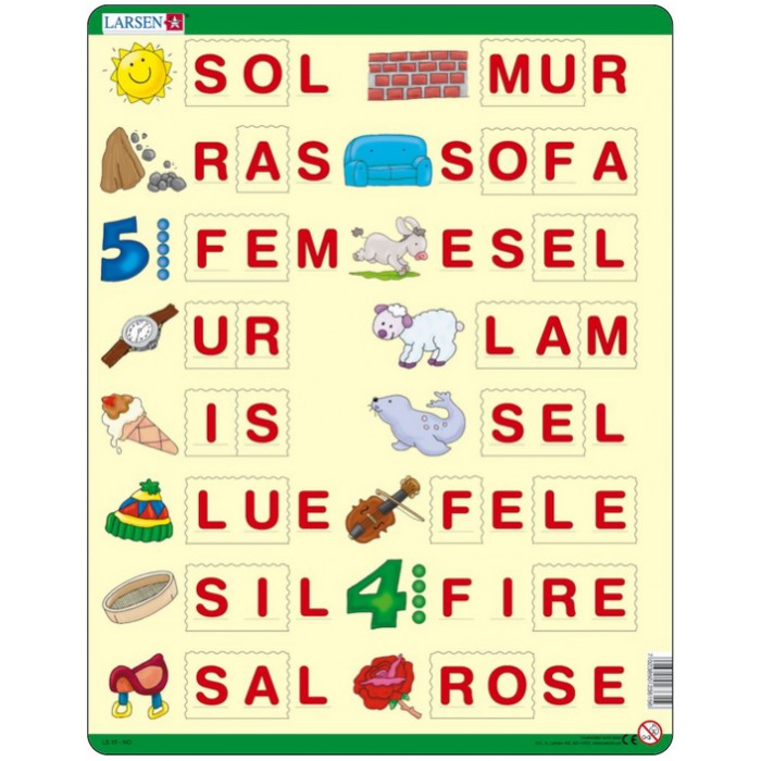  Larsen-LS15 Puzzle Cadre - Apprendre à épeler 1 (en Norvégien)