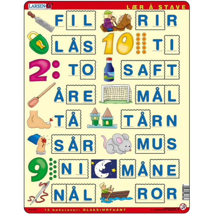  Larsen-LS16 Puzzle Cadre - Apprendre à épeler 2 (en Norvégien)