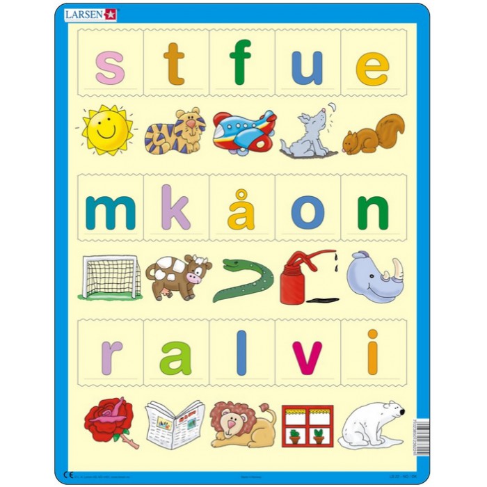  Larsen-LS22 Puzzle Cadre - Apprendre les Lettres (en Norvégien)