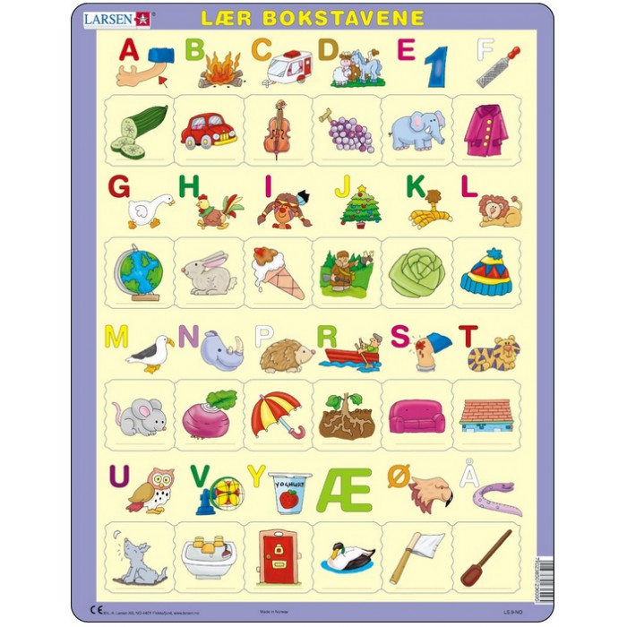 Larsen-LS9 Puzzle Cadre - Apprendre à Lire le Norvégien 1 (en Norvégien)