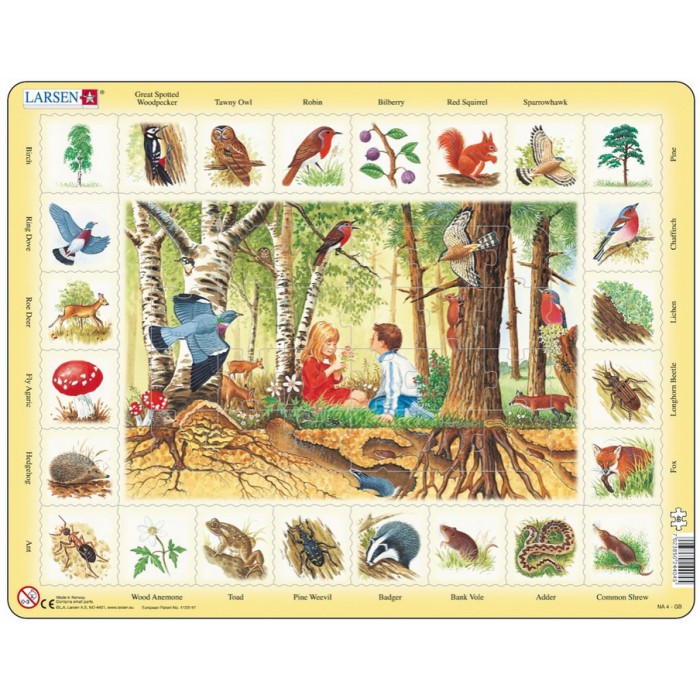 Larsen-NA4-GB Puzzle Cadre - Apprendre l'Anglais : En Forêt (en Anglais)