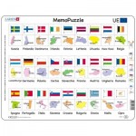   Puzzle Cadre - MemoPuzzle - Noms, Drapeaux et Capitales des 27 Pays Membres de l'UE (Italien)