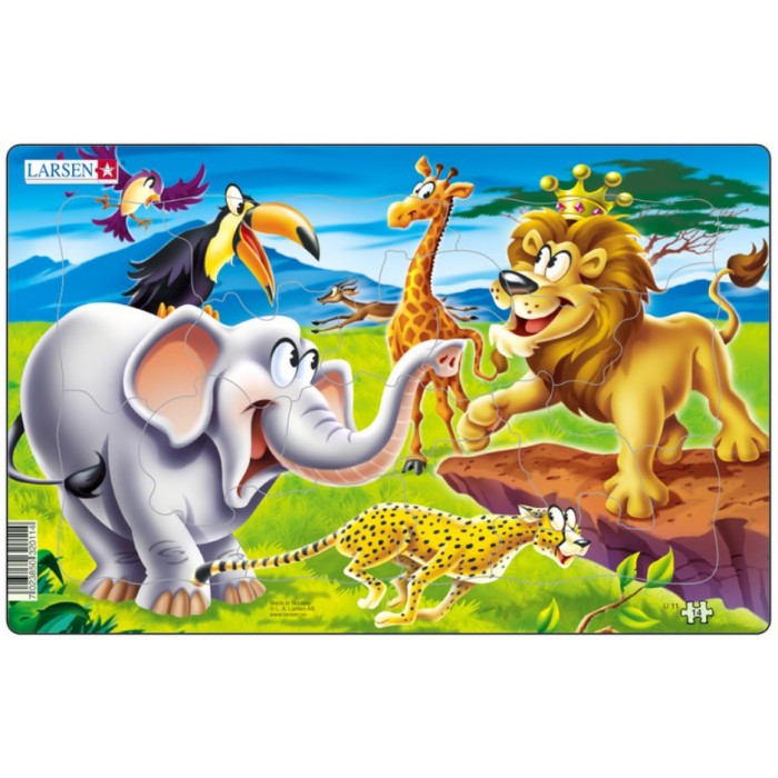 Larsen-U11-1 Puzzle Cadre - Animaux de la Jungle