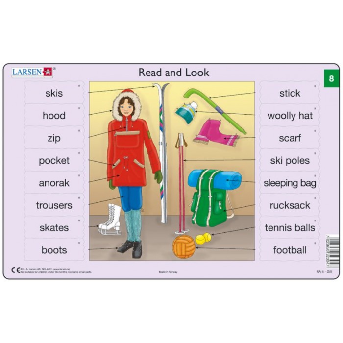  Larsen-xRA4-8 Puzzle Cadre - Apprendre l'Anglais : Read and Look 8 (en Anglais)