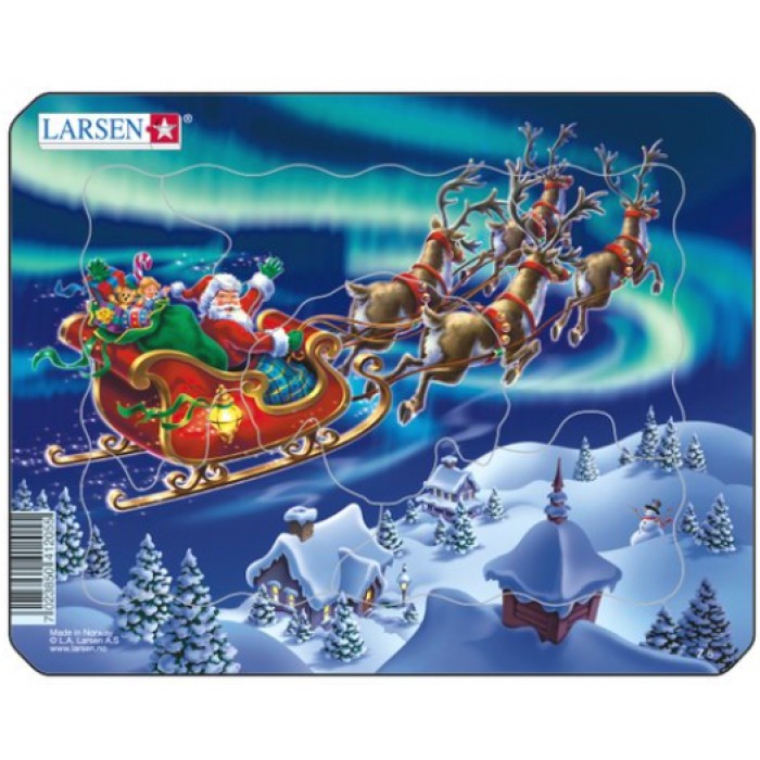 Larsen-Z5 Puzzle Cadre - Le Père Noël dans les Lumières Nordiques
