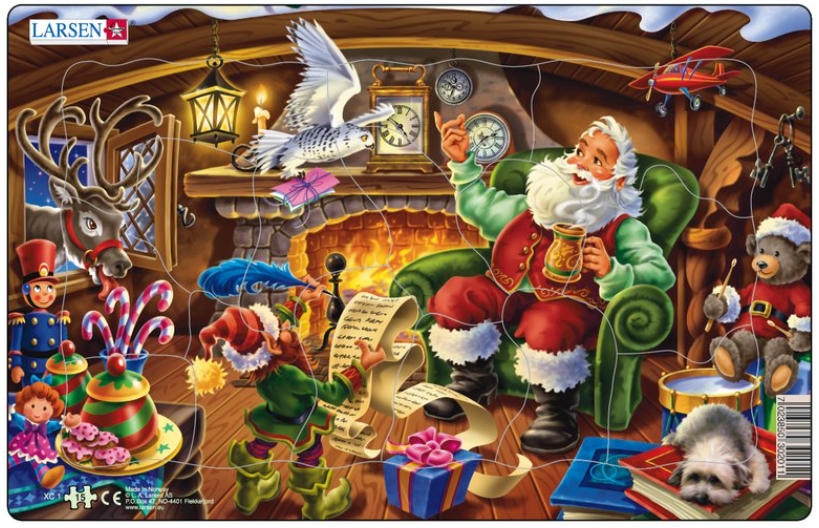 Puzzle Cadre - Le Père Noël dans les Lumières Nordiques Larsen-XM1 26  pièces Puzzles - Noël - /Planet'Puzzles