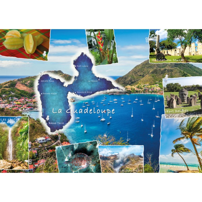 Puzzle Nathan-00910 Carte Postale de la Guadeloupe