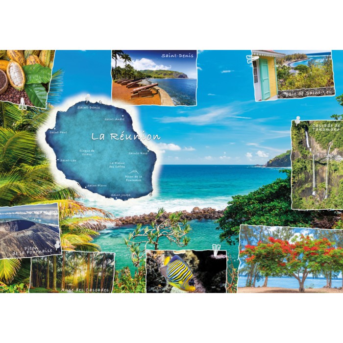 Puzzle  Nathan-00935 Carte Postale de la Réunion