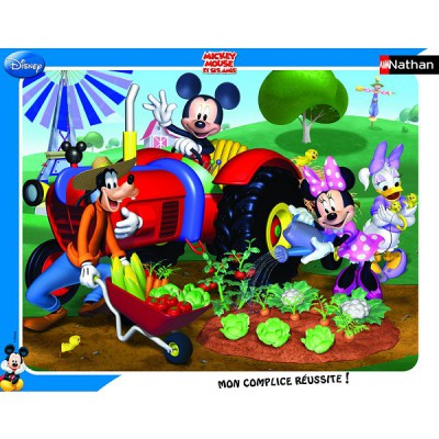 Nathan-86101 Puzzle cadre - Mickey et ses amis au jardin