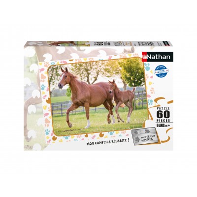 Puzzle Nathan-86167 Maman et Bébé Cheval