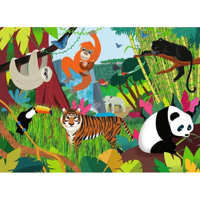 Puzzle  Nathan-86176 Pièces XXL - Les Animaux de la Jungle