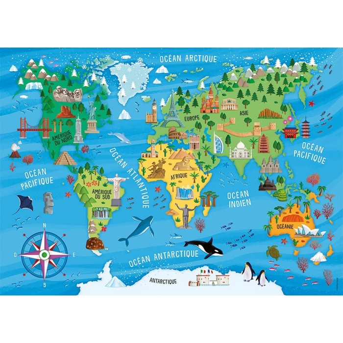 Puzzle  Nathan-86775 Carte du Monde