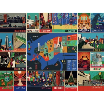 Puzzle New-York-Puzzle-PT1961 Pièces XXL - New York Collage