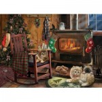 Puzzle  Cobble-Hill-85068 Pièces XXL - Kittens by the Stove