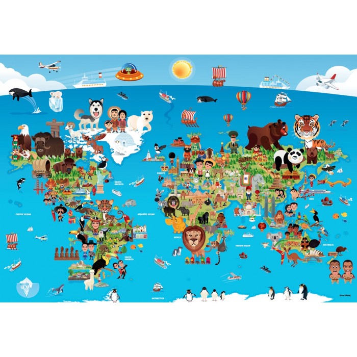 Pièces XXL - Cartoon World Map