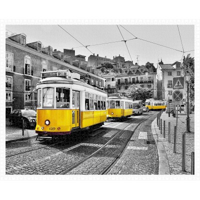 Pintoo-H1768 Puzzle en Plastique - Yellow Trams in Lisbon