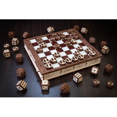 Eco-Wood-Art-58 Puzzle 3D en Bois - Jeux d'échecs, de Dames et du Mathématicien