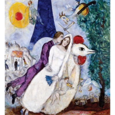 Puzzle-Michele-Wilson-K109-24 Puzzle en Bois découpé à la Main - Chagall Marc - Les Mariés de la Tour Eiffel