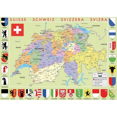 Puzzle-Michele-Wilson-K77-50 Puzzle en Bois découpé à la Main - Carte de la Suisse
