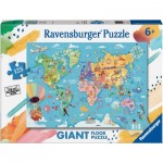  Ravensburger-03146 Puzzle Géant de Sol - Pièces XXL - Carte du Monde