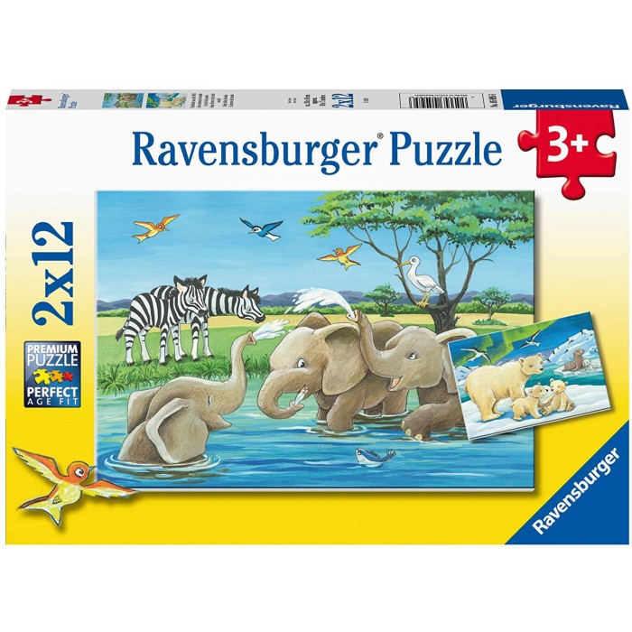  Ravensburger-05095 2 Puzzles -  Bébé Animaux du Monde Entier