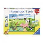  Ravensburger-07582 2 Puzzles - Animaux de la Ferme