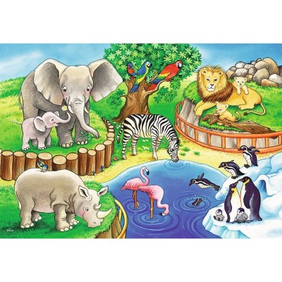 Ravensburger-07602 2 Puzzles - Animaux du Zoo