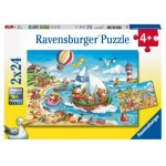  Ravensburger-07829 2 Puzzles - Vacances à la Mer