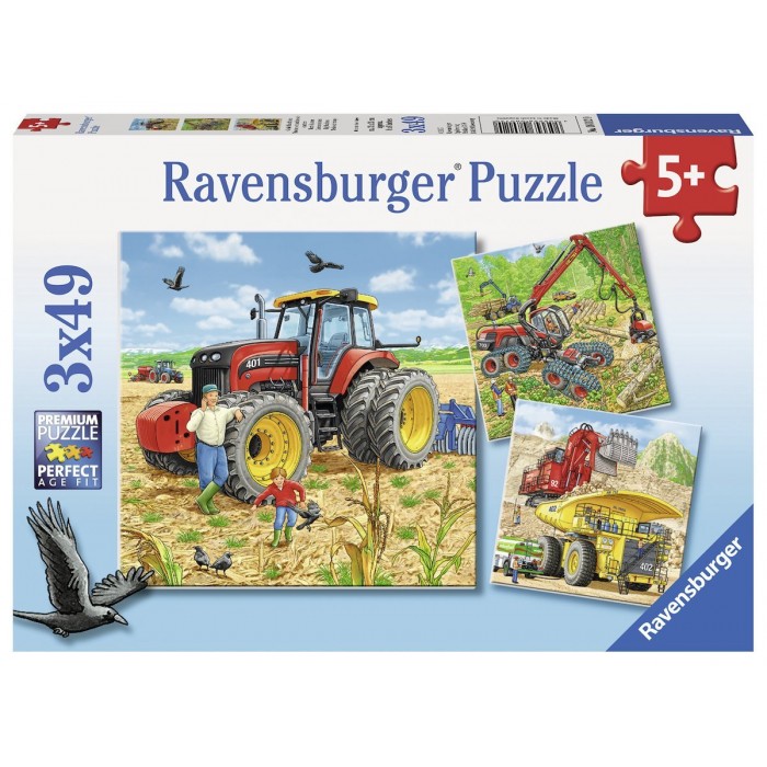Ravensburger-08012 3 Puzzles - Grossses Machiness