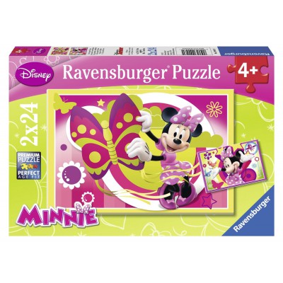 Ravensburger-09047 2 Puzzles - Une Journée avec Minnie