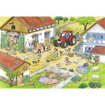 Ravensburger-09195 2 Puzzles - Journée à la Ferme