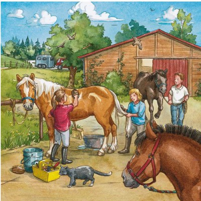 Ravensburger-09237 3 Puzzles - Bienvenue au centre équestre