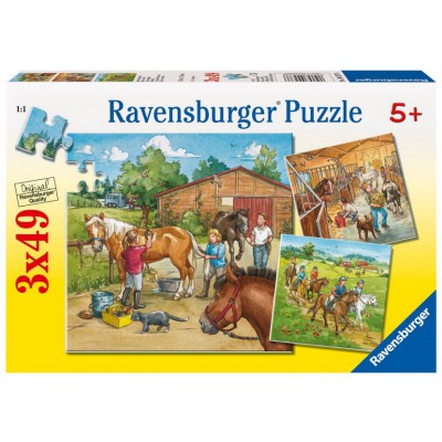Ravensburger-09237 3 Puzzles - Bienvenue au centre équestre