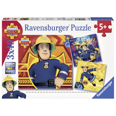 Ravensburger-09386 3 Puzzles - Sam le Pompier