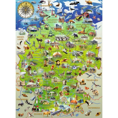 Puzzle Ravensburger-10049 Pièces XXL - Carte de l'Allemagne