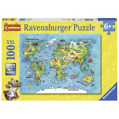 Puzzle Ravensburger-10595 Pièces XXL - Carte du Monde en Allemand
