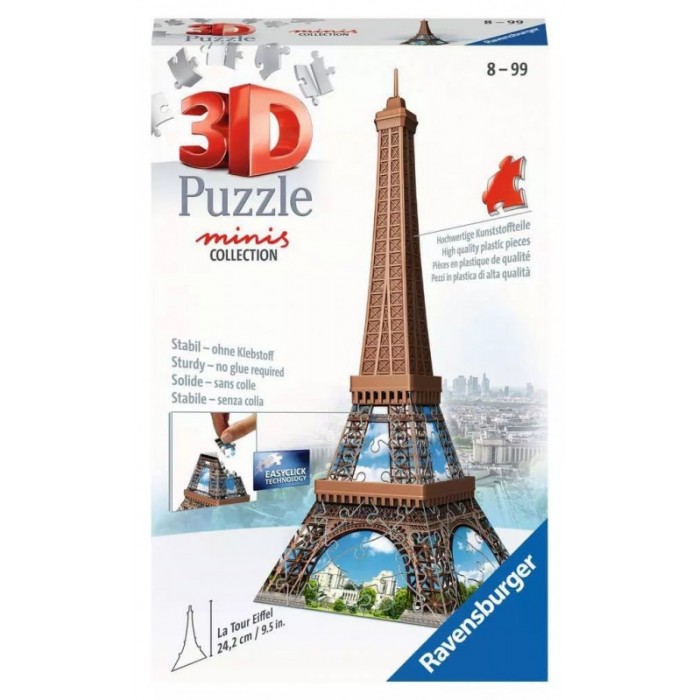 Ravensburger-12536 Puzzle 3D - Puzzle 3D Mini - Tour Eiffel