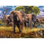 Puzzle  Ravensburger-15040 Famille d'Eléphants