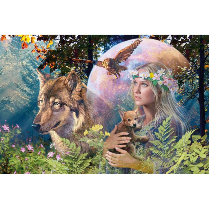 Puzzle Ravensburger-17033 Loups au clair de lune