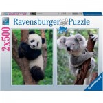  Ravensburger-17288 2 Puzzles - Panda et Koala