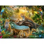Puzzle  Ravensburger-17435 Famille de léopards dans la jungle