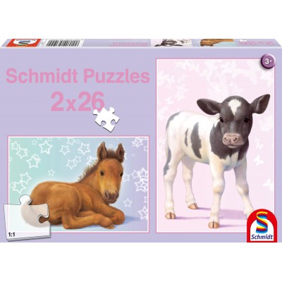 Schmidt-Spiele-56100 2 Puzzles - Le Poulain et le Veau