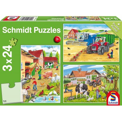 Schmidt-Spiele-56216 3 Puzzles - A La Ferme