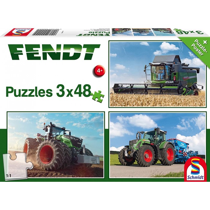 Puzzle  Schmidt-Spiele-56221 Fendt 1050 Vario / 724 Vario / 6275L, 3x48 Pièces